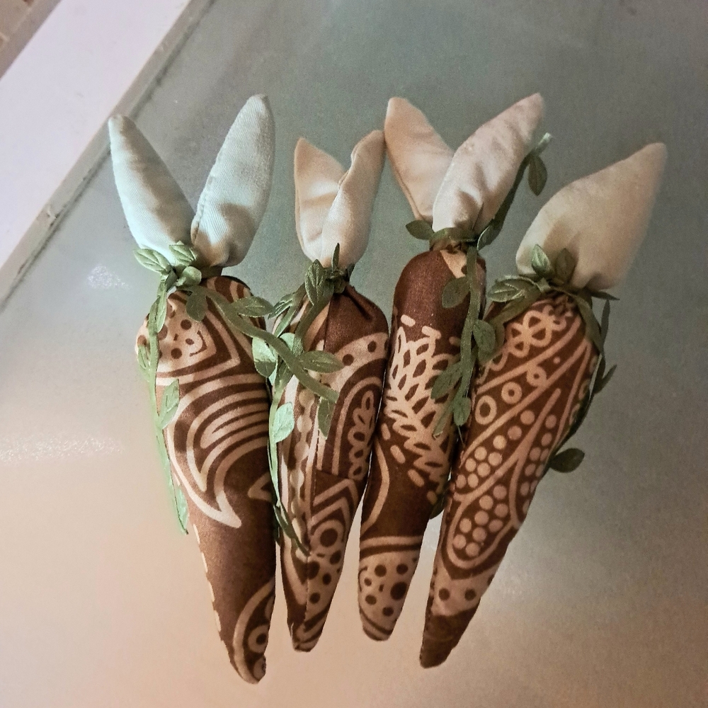 Brown and Cream Decorative Kitchen Carrots Set (4) 8"